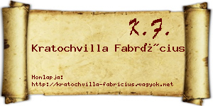 Kratochvilla Fabrícius névjegykártya